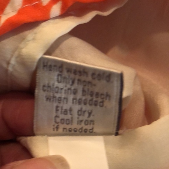 Lauren Conrad Orange and Cream Graphic Strap Front Tie Empire Cut Dress Size 2 - Picture 14 of 14